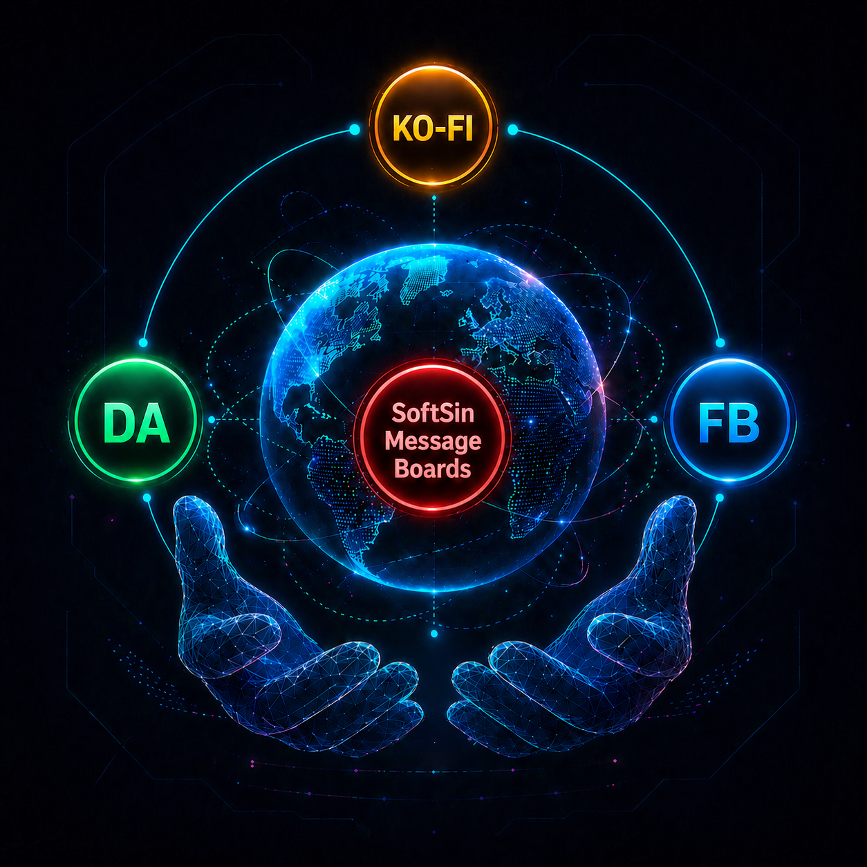 SoftSin Studios social links hero graphic